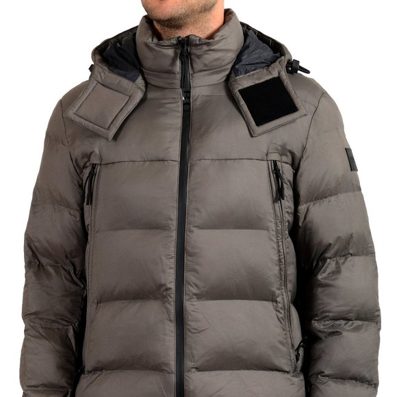 Hugo Boss Men's "Cynos" Gray Hooded Parka Jacket - Picture 1 of 9